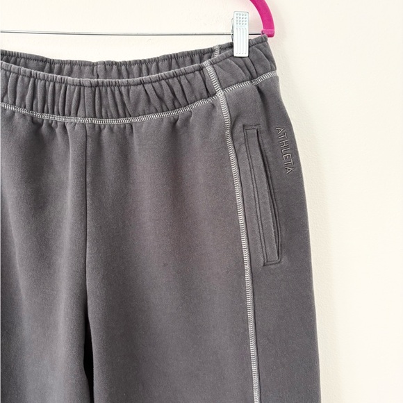 Athleta Shadow Grey Stone Forever Fleece High Rise Baggy Joggers Size Large - Picture 9 of 13
